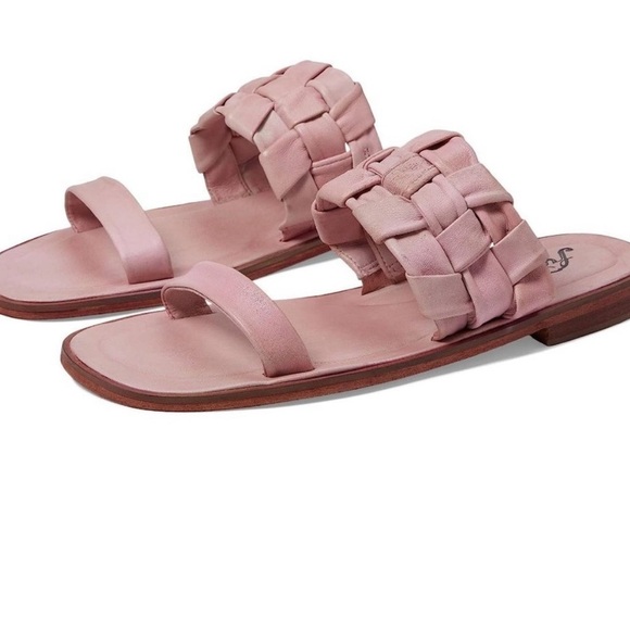 FREE PEOPLE Sandals River Pink Woven Leather Flats Sz 37 - Picture 8 of 12